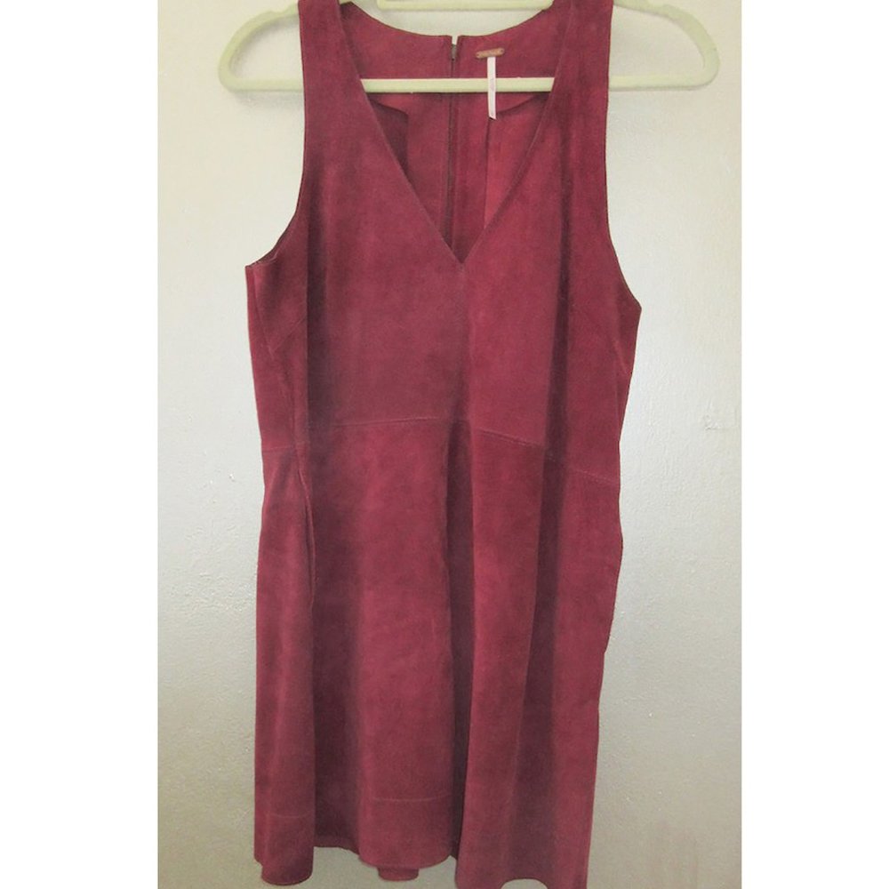 Free People Burgundy Red Suede Jumper Size S